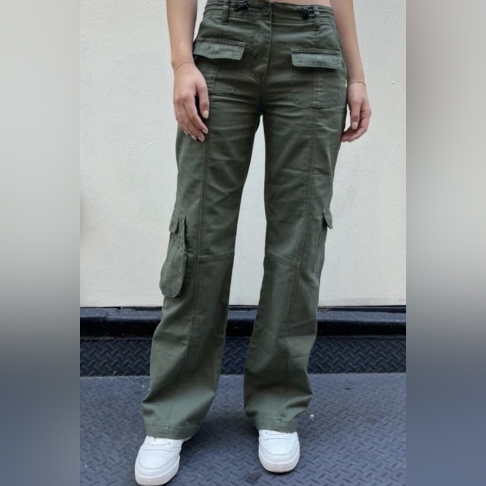 Brandy Melville Kim Cargo Pants Military Green OS XS Small 24x29 LN